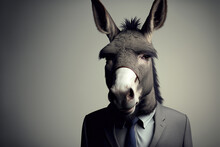 Portrait Of A Donkey Dressed In A Formal Business Suit,  Generative Ai
