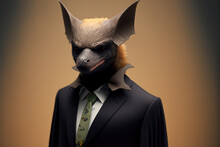 Portrait Of A Bat Dressed In A Formal Business Suit,  Generative Ai