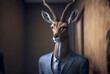 Portrait of a Chamois dressed in a formal business suit,  generative ai