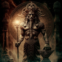 Canvas Print - Ancient Sumerian mythology. Nergal,ancient Sumerian mythological god. Created with Generative AI technology.