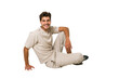 © Asier - Young caucasian man sitting on the floor isolated on white background