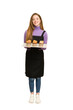© Asier - Full body of a young redhead woman  holding a recently made muffins cut out isolated