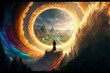 Mystical Portal Vortex vibrant colorful fantasy - Fictitious Generated by Generative Ai