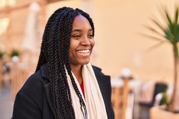 Sticker - African american woman smiling confident looking to the side at street