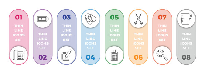Wall Mural - tools and utensils infographic element with outline icons and 8 step or option. tools and utensils i