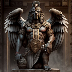 Canvas Print - Ancient Sumerian mythology. Bau,ancient Sumerian mythological god. Created with Generative AI technology.