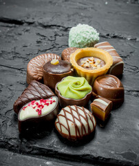 Poster - variety of chocolate candies.