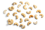 Fototapeta  - Cashew nuts (seeds of Anacardium occidentale), shelled, top view isolated png