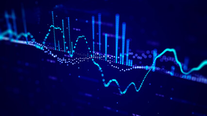 Wall Mural - trading chart on a dark background. binary options. line graph with big date. 3d rendering