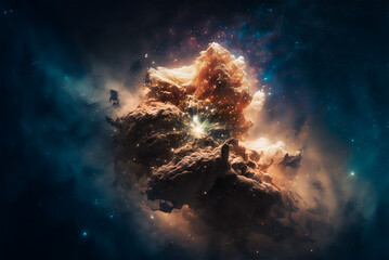 Wall Mural - space illustration with stars and nebula. generative ai