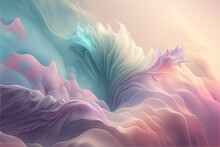  A Computer Generated Image Of A Wave Of Water And Clouds In Pastel Colors And A Pink And Blue Hues, With A Light Pink And Blue Hued Background Of A White And Pink. Generative Ai Generative Ai
