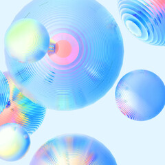 Wall Mural - Abstract 3d object  metal balls pastel gradient colors background.