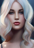 Fototapeta Most - Portrait painting of a beautiful woman. Illustration of a beautiful girl. Generative AI