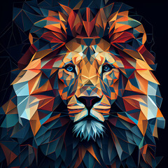 Wall Mural - Geometric lion pattern generative ai
