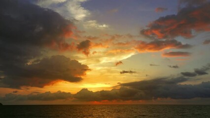 Wall Mural - Beautiful landscape with tropical sea sunset, 4k