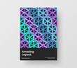 Clean company brochure design vector layout. Amazing geometric tiles front page concept.