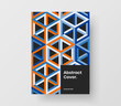 Simple geometric hexagons magazine cover template. Unique corporate brochure design vector illustration.