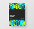 Trendy brochure design vector layout. Multicolored geometric tiles leaflet concept.