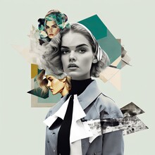 Mood Board Style Collage, Vintage Fashion Collage, Generative Ai Scrapbook Page