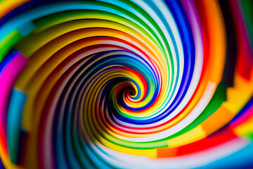 Wall Mural - hypnotic multicolored spiral background. rainbow swirl. generative ai.