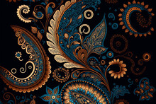 Paisley Seamless Vector Pattern, Vintage Background In Batik Style