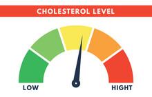 Cholesterol Meter. Level Scale Of Hyperlipidemia. Check Of Blood. Vector Isolated Illustration