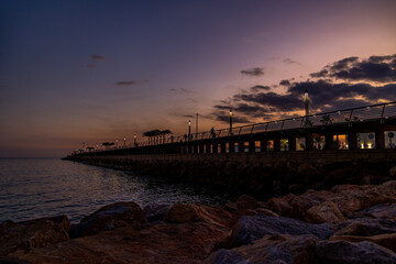 l sunset landscape of alicante spain with pier