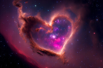heart shaped nebula. heart galaxy. astrological symbol of love