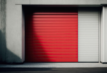 Wall Mural - close-up of red garage door, ai generated