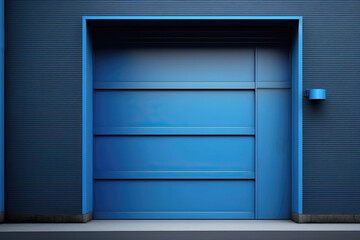 Wall Mural - close-up of blue garage door, ai generated