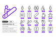 Shopping mall 01 related, pixel perfect, editable stroke, up scalable, line, vector bloop icon set.