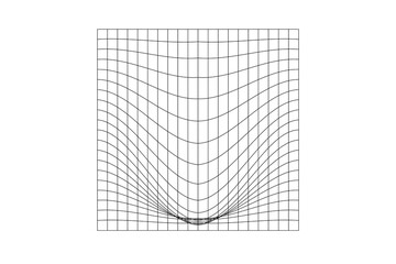 Wall Mural - distorted square grid. mesh warped texture. net with convex effect. geometric deformation. gravity p
