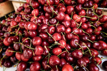 Heap Of Cherries For Sale At Market, Puglia, Italy