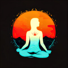 Wall Mural - Mindfulness Meditation logo - By Generative AI	