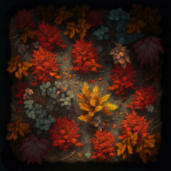 Wall Mural - Autumn leaves on the ground illustration made with Generative AI