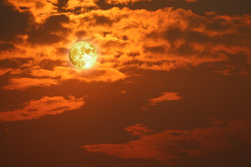 Wall Mural - full blood moon back dark red cloud on the night sky