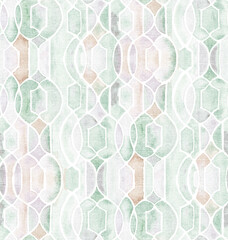 watercolour ligature ornament pattern. seamless green background.abstract seamless pattern of opal g