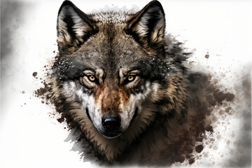 Naklejka na meble gray wolf portrait  design generative ai