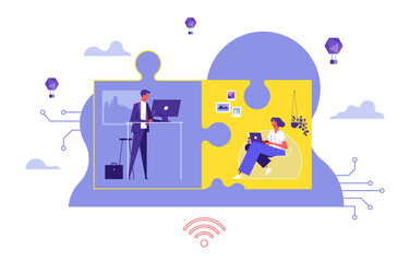 Business team working with cloud storage connect concept, smart working and working online any workplace