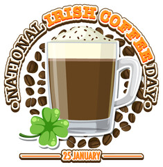 Sticker - National Irish coffee day banner design