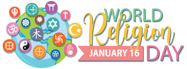 Sticker - World religion day banner design