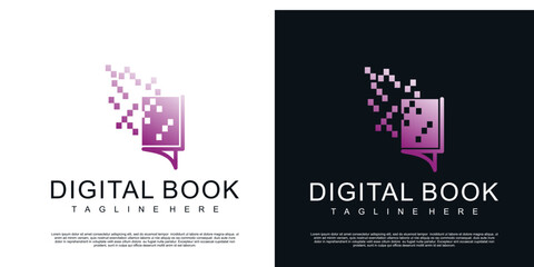 Digital tech book logo design template Premium Vector