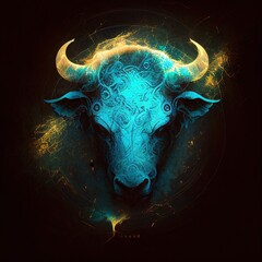 Wall Mural - taurus sign, sign, taurus, bull, cosmos, 3d, generated by ai