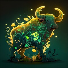 Wall Mural - taurus sign, sign, taurus, bull, cosmos, 3d, generated by ai