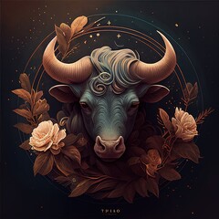 Wall Mural - taurus sign, sign, taurus, bull, cosmos, 3d, generated by ai