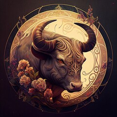 Wall Mural - taurus sign, sign, taurus, bull, cosmos, 3d, generated by ai