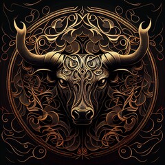 Wall Mural - taurus sign, sign, taurus, bull, cosmos, 3d, generated by ai