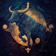 Wall Mural - taurus sign, sign, taurus, bull, cosmos, 3d, generated by ai