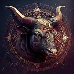 Wall Mural - taurus sign, sign, taurus, bull, cosmos, 3d, generated by ai