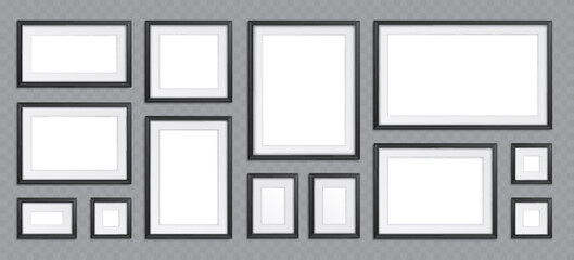Wall Mural - composition of blank frames for pictures and photo. art gallery wall collage of empty square and rec